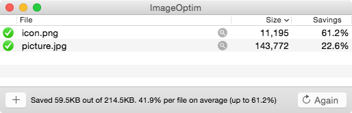 Screenshot van ImageOptim App